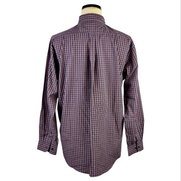Dockers EXACT Plaid Button-Down Shirt Navy Burgundy Cotton Blend Size L - Picture 4 of 6